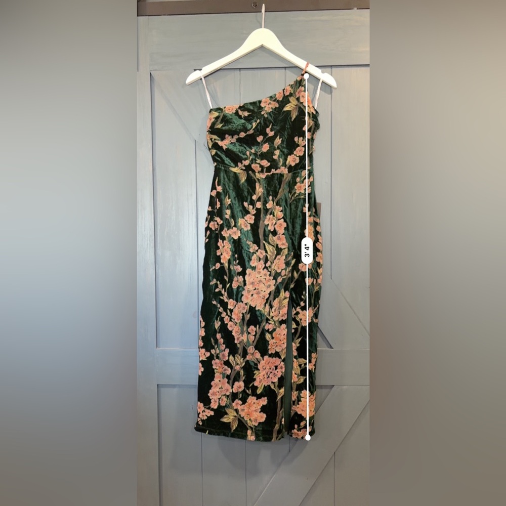 NWT Lulus Posh Forever Emerald Floral Burnout Velvet Midi Dress Size S - Picture 9 of 10